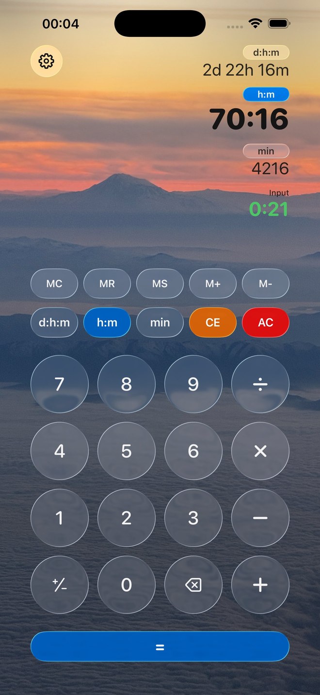 TimeStack Pilot Screenshot — Berechnung von Zeitwerten